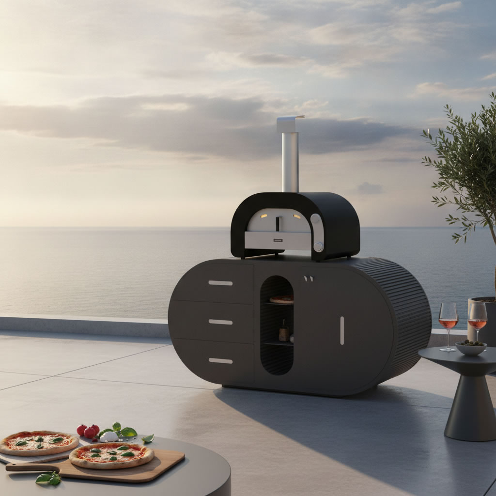 ACESO UTILITY Outdoor Kitchen With BRABURA Capitano Pizza Oven 60