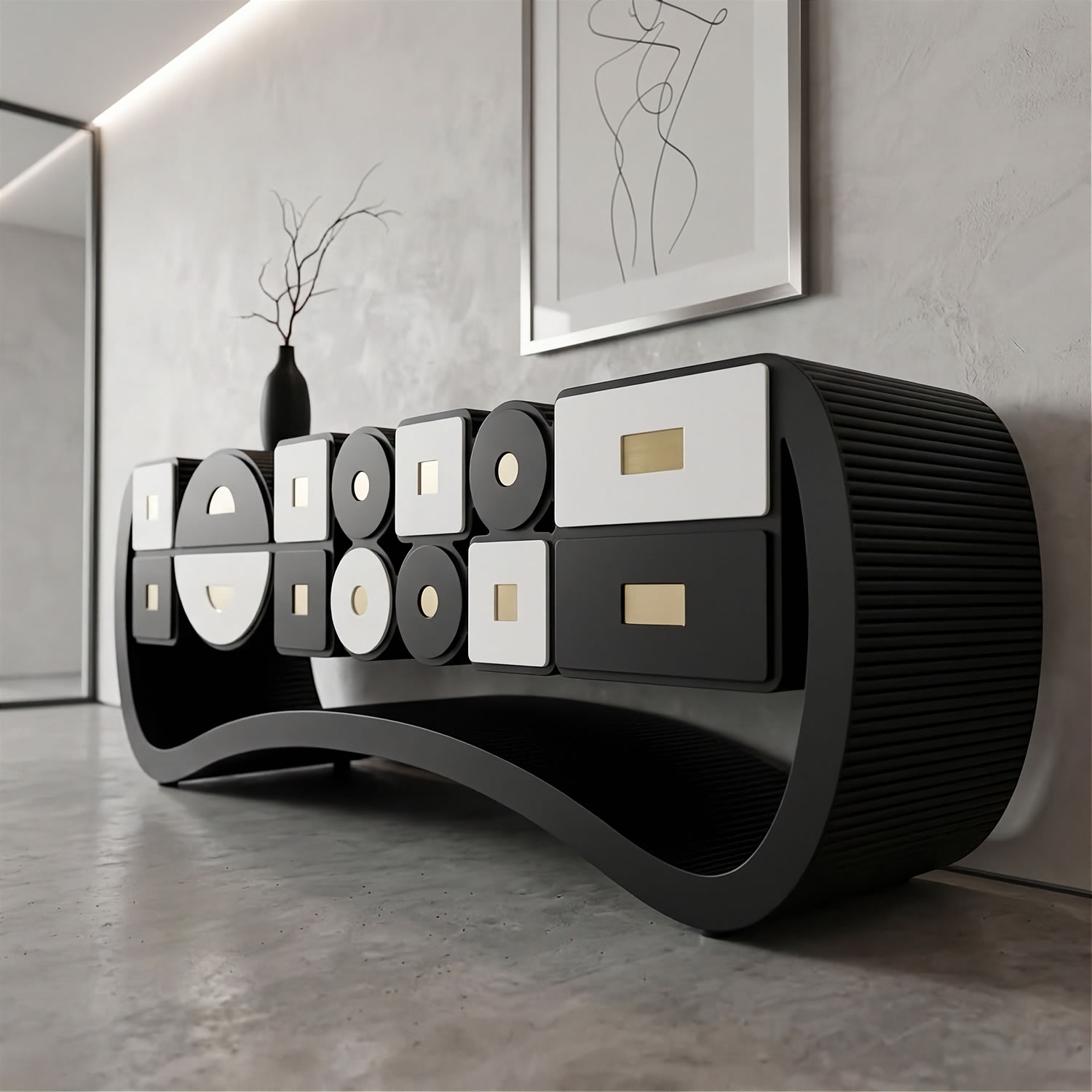 Subdued Suspense #01 Single Edition Sideboard by ACESO - That Precisely Imprecise Luxury Furniture Brand.