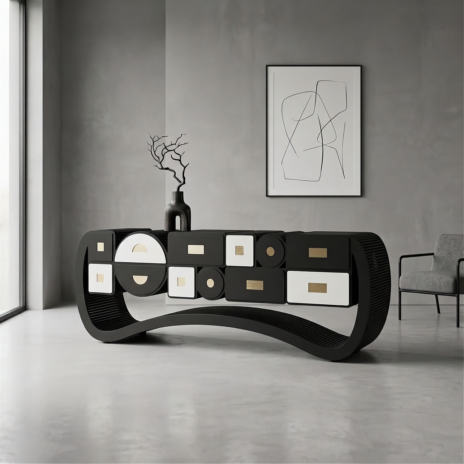 Subdued Suspense #02 Single Edition Sideboard by ACESO - That Precisely Imprecise Luxury Furniture Brand.